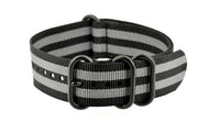 Bracelet nylon NATO ZULU EXTREME PVD noir/gris