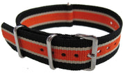 Bracelet nylon NATO Noir/orange/blanc