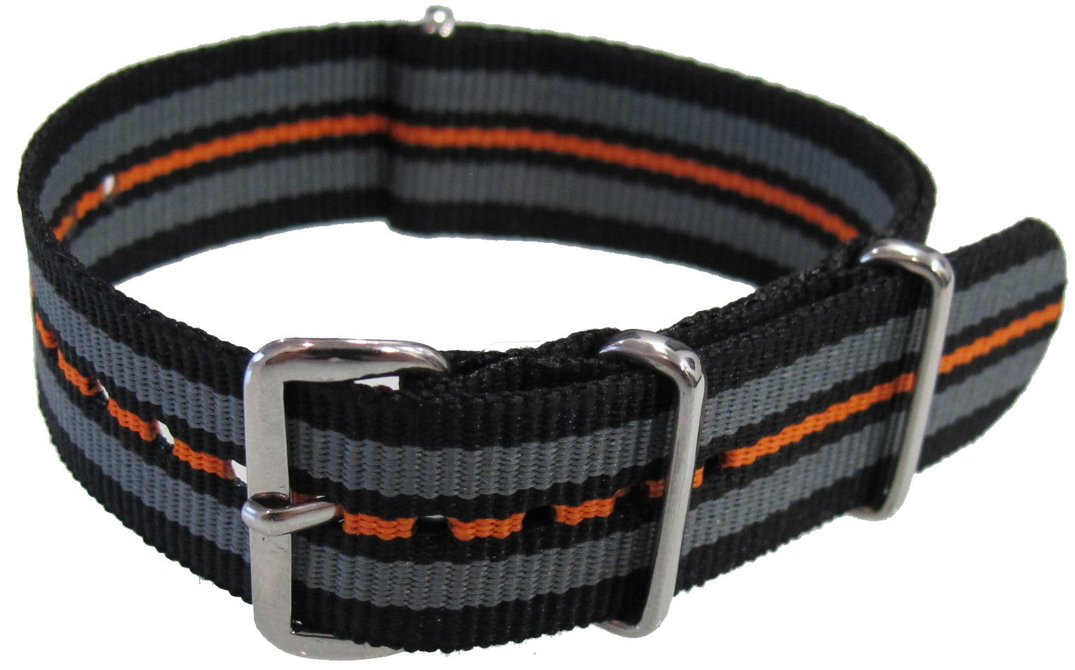 Bracelet nylon NATO Noir/Gris/Noir/Orange