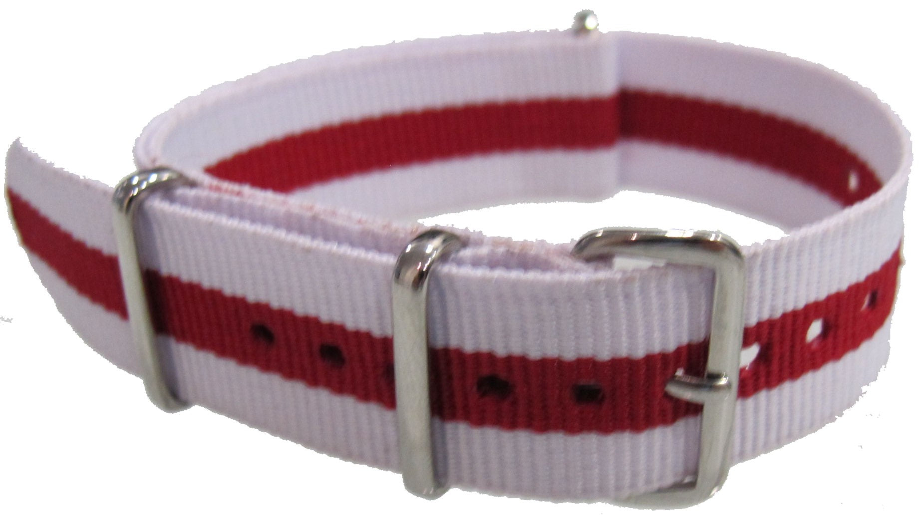 Bracelet nylon NATO Blanc/Rouge