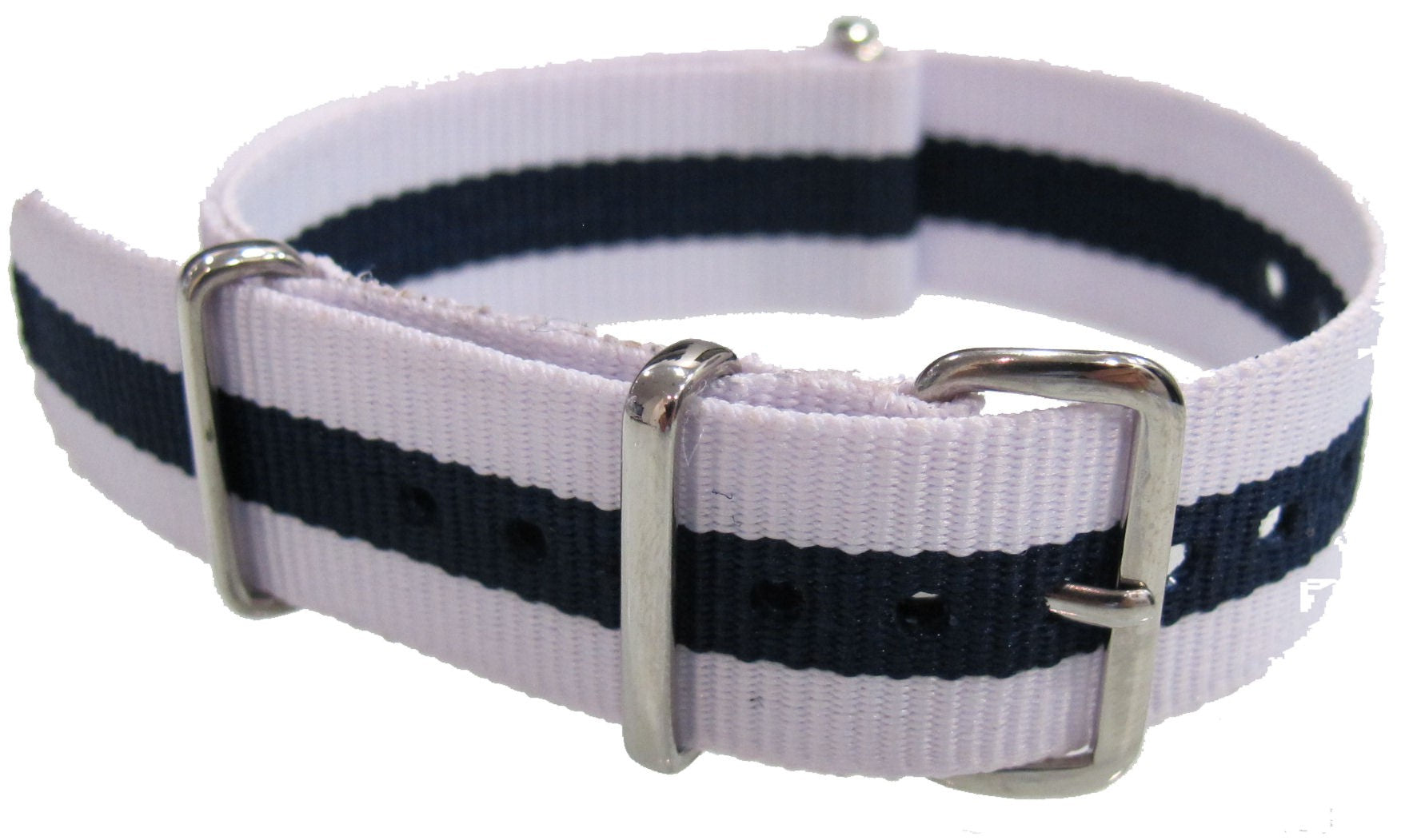 Bracelet nylon NATO Blanc/Bleu marine