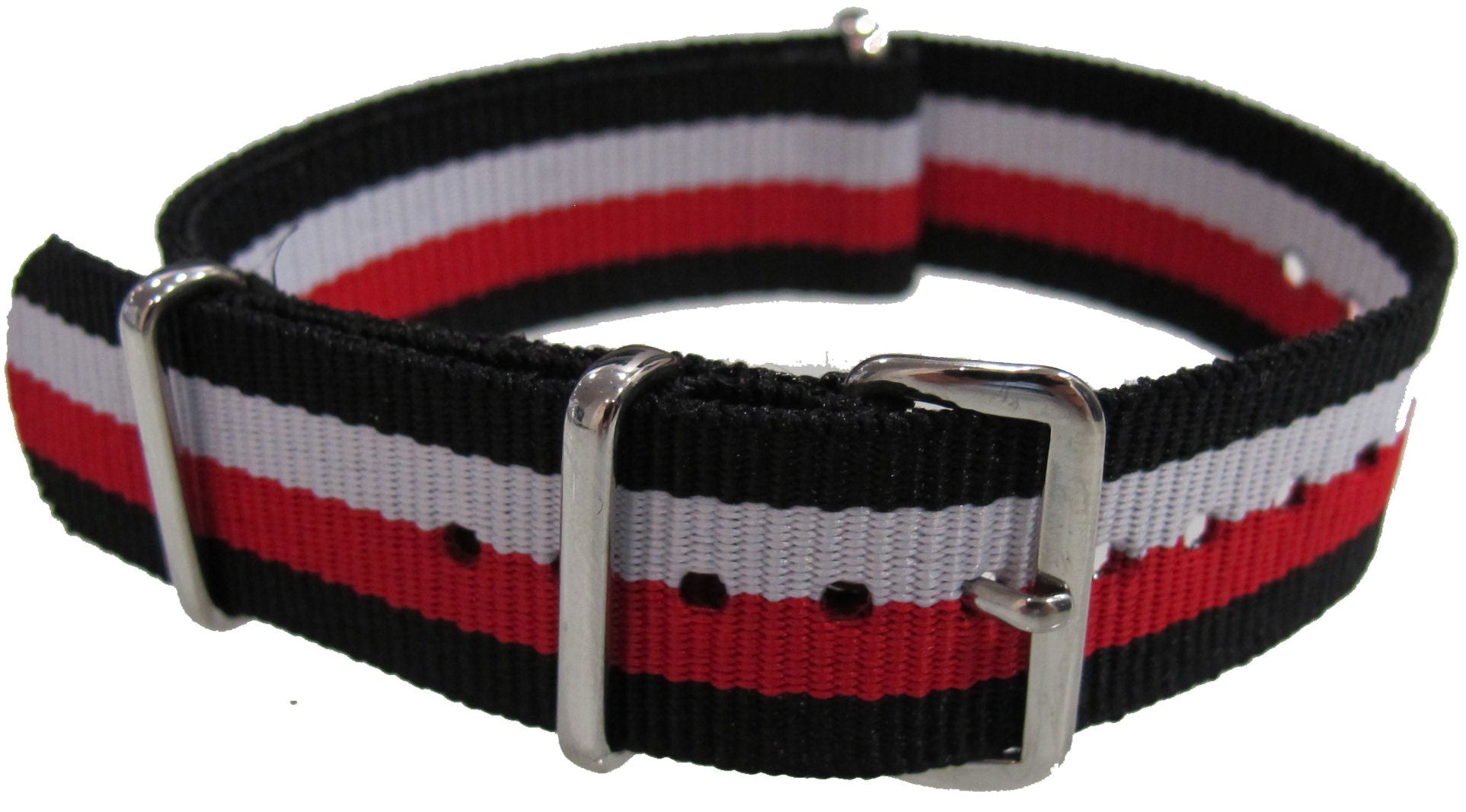 Bracelet nylon NATO Noir/Rouge/Blanc/Noir