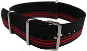 Bracelet nylon NATO Noir/Rouge