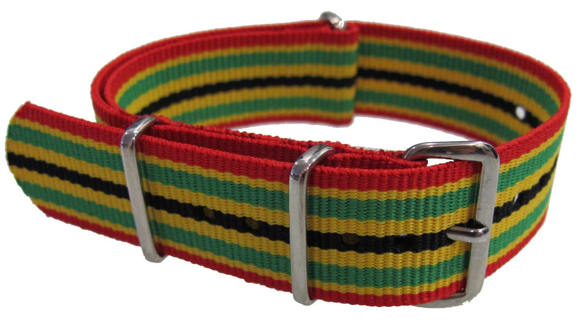 Bracelet nylon NATO Rouge/Vert/Jaune/Noir