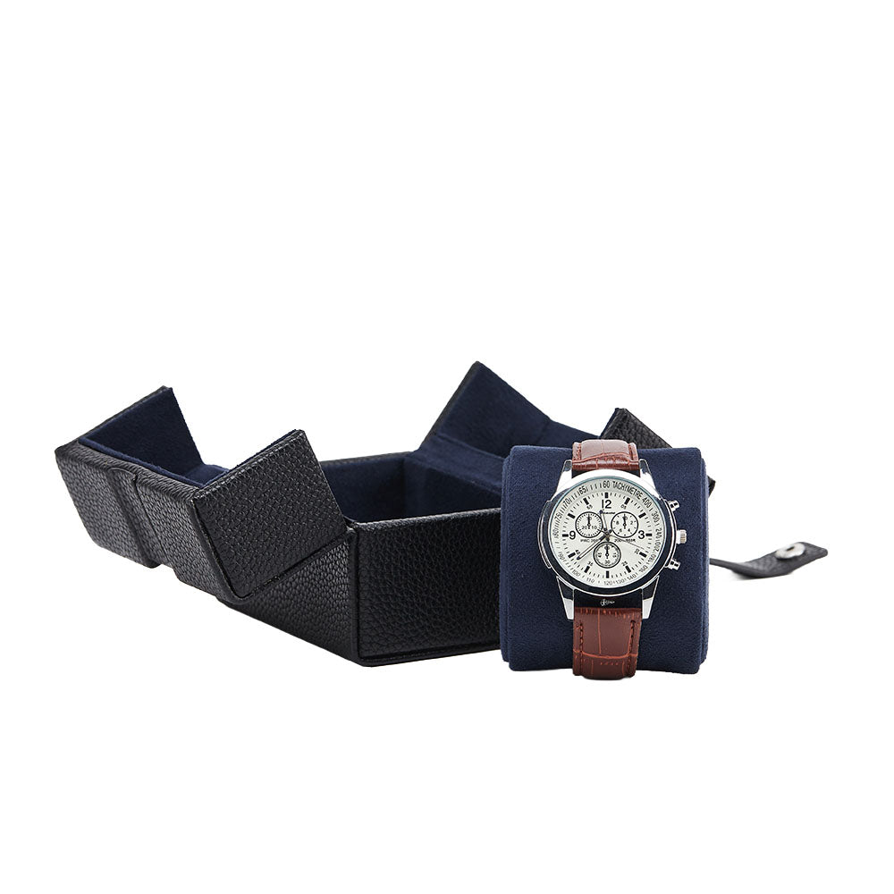Écrin montre Oléron déplié à plat avec coussin amovible et montre