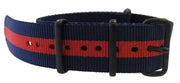 Bracelet nylon NATO Bleu/Rouge PVD - vue principale