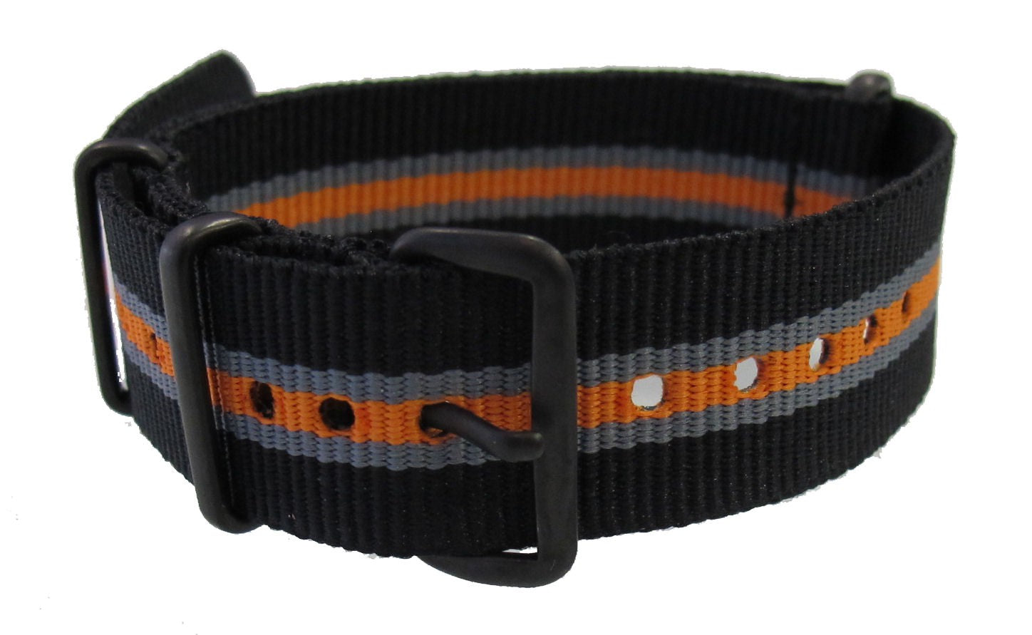 Bracelet nylon NATO Noir/Gris/Orange PVD