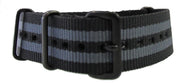 Bracelet nylon NATO Noir/Gris PVD