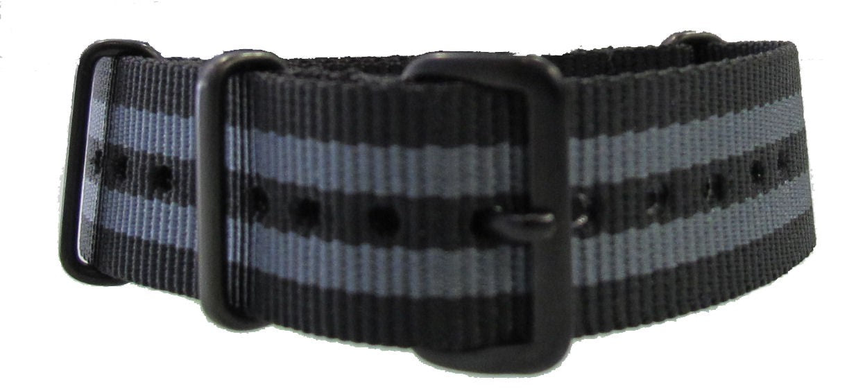 Bracelet nylon NATO Noir/Gris PVD