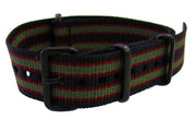 Bracelet nylon NATO Noir/Rouge/Khaki PVD