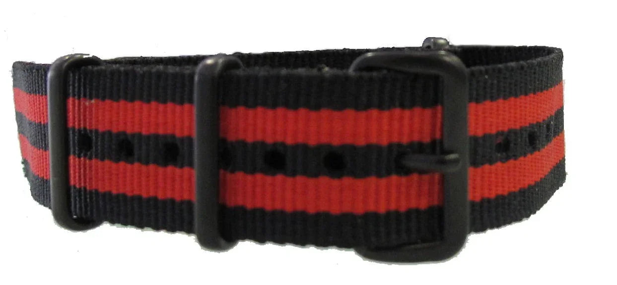 Bracelet nylon NATO Noir/Rouge PVD - vue principale