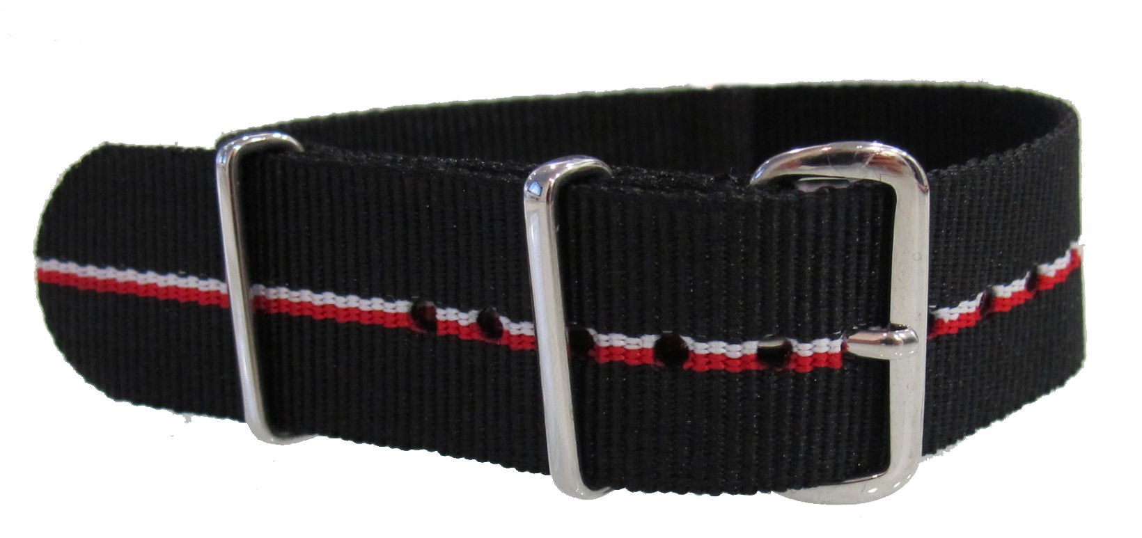 Bracelet nylon NATO Noir/Rouge/Blanc