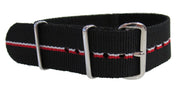 Bracelet nylon NATO Noir/Rouge/Blanc