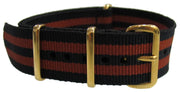 Bracelet nylon NATO Noir/cuivre boucles dorées - vue principale
