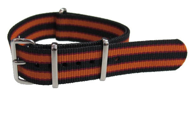 Bracelet nylon NATO Noir / Rouge / Orange