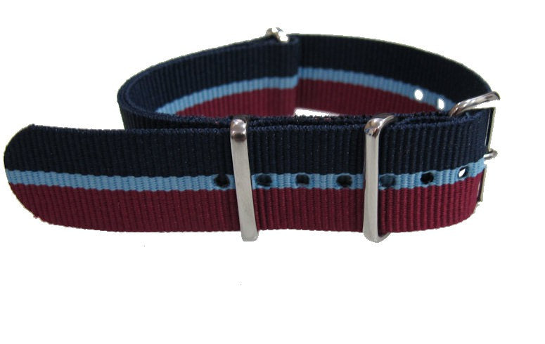 Bracelet nylon NATO Bleu marine / Bleu clair / Bordeaux