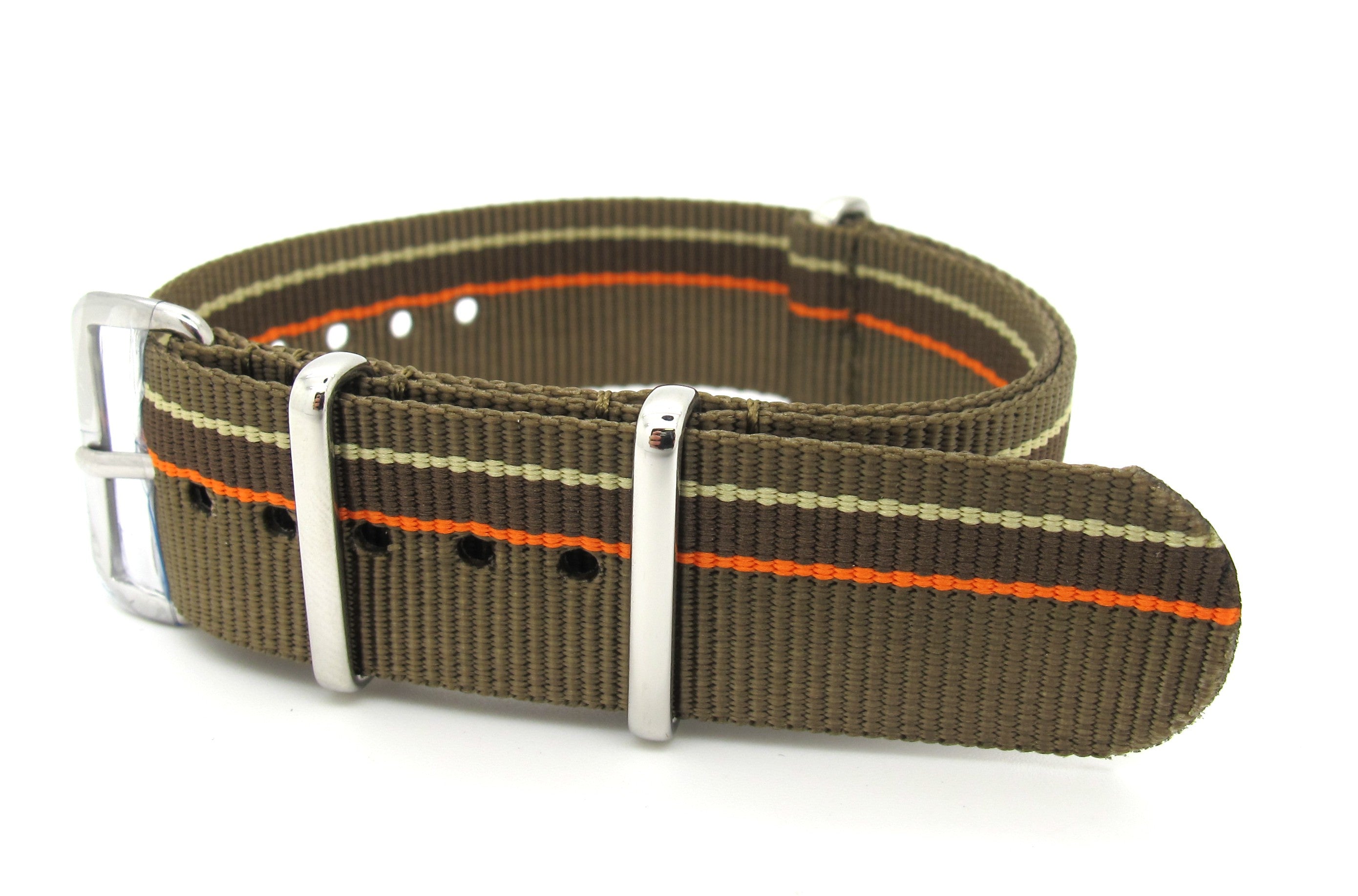 Bracelet nylon NATO marron/orange/marron/sable
