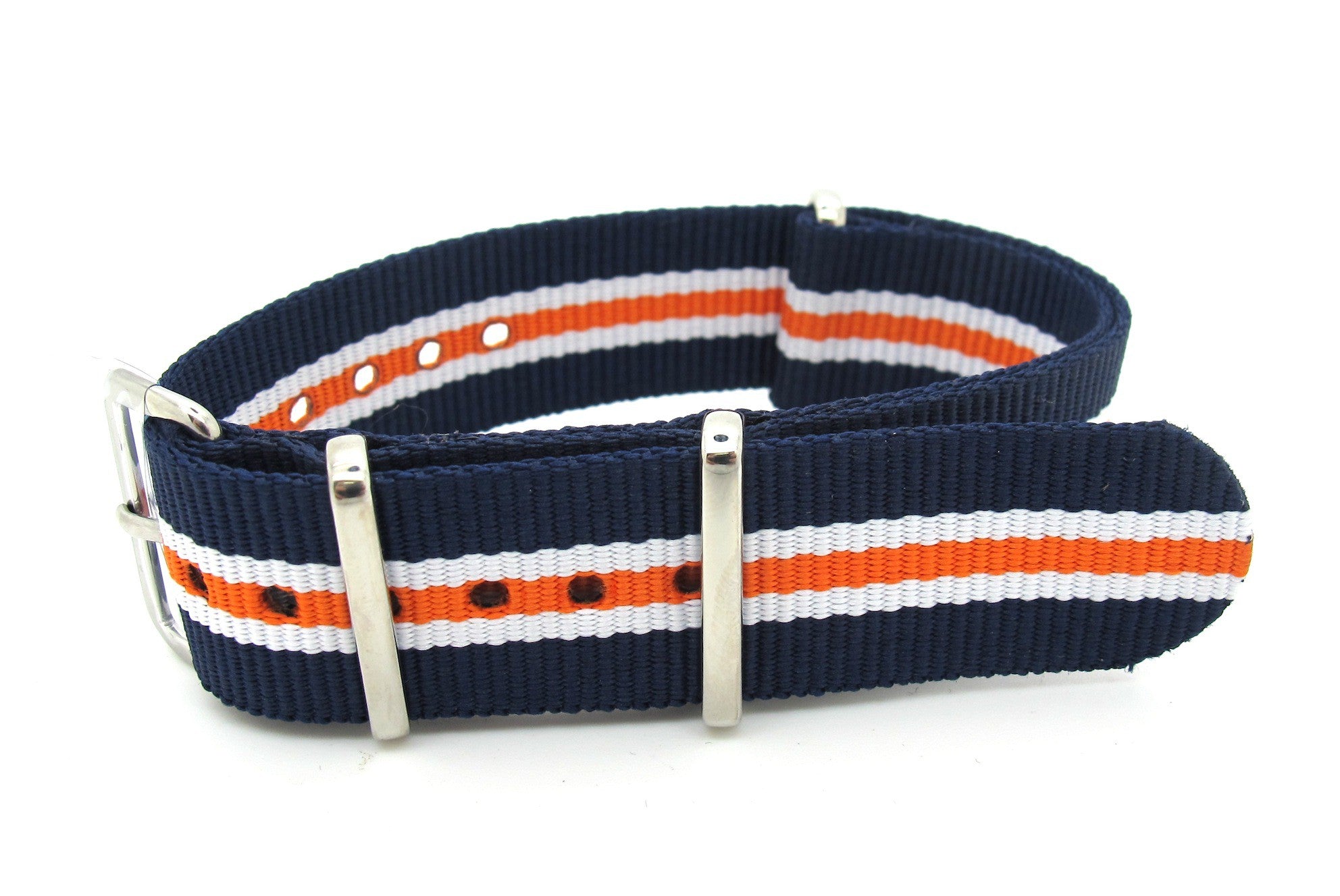 Bracelet nylon NATO bleu/blanc/orange