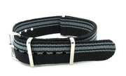 Bracelet nylon NATO noir/gris