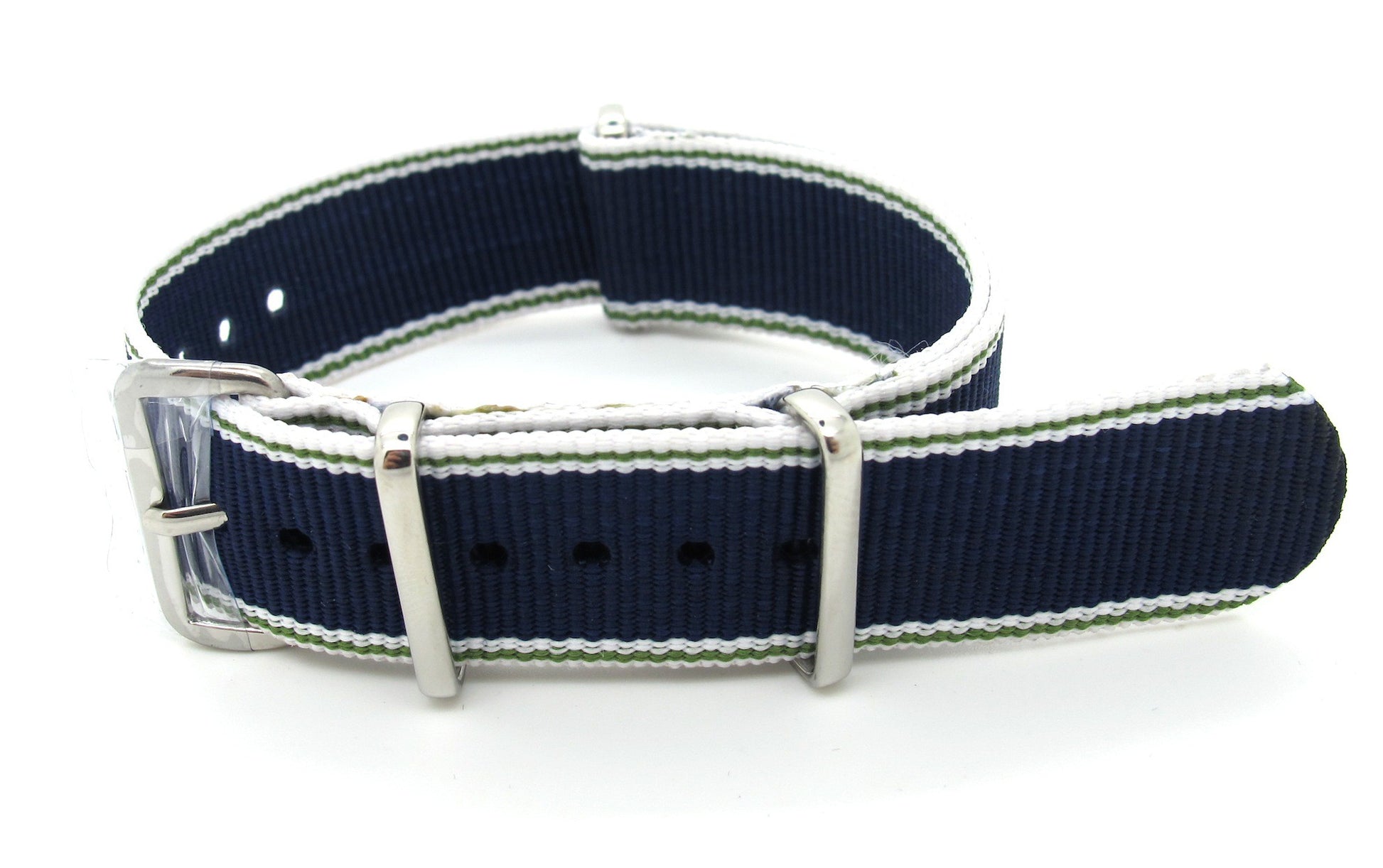 Bracelet nylon NATO bleu/blanc/vert/blanc