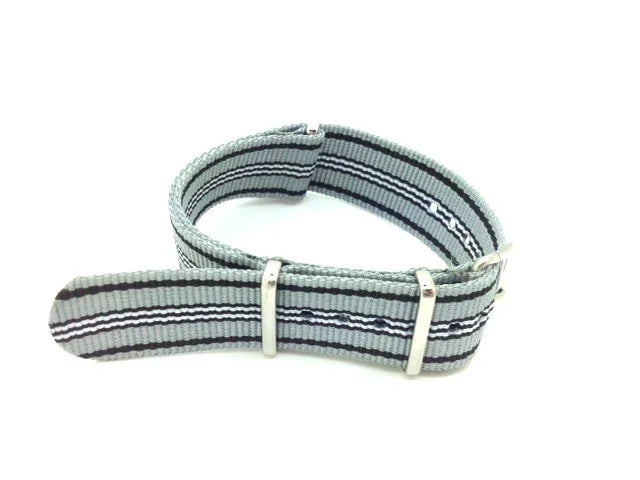 Bracelet nylon NATO gris/noir/blanc - vue principale