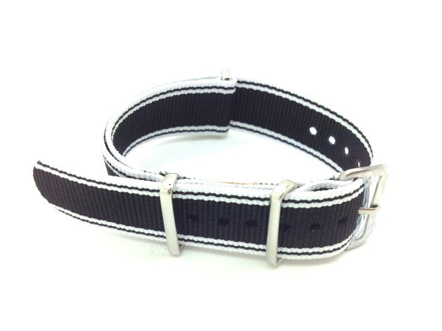 Bracelet nylon NATO noir/blanc
