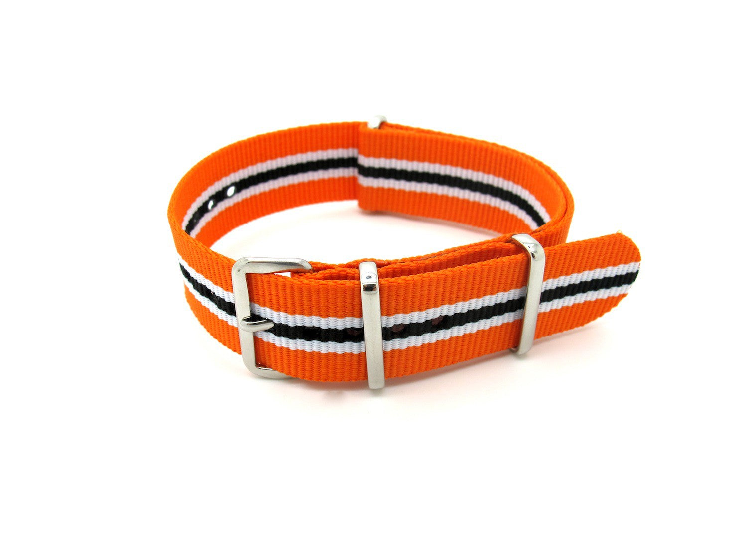 Bracelet nylon Nato Orange/Blanc/Noir