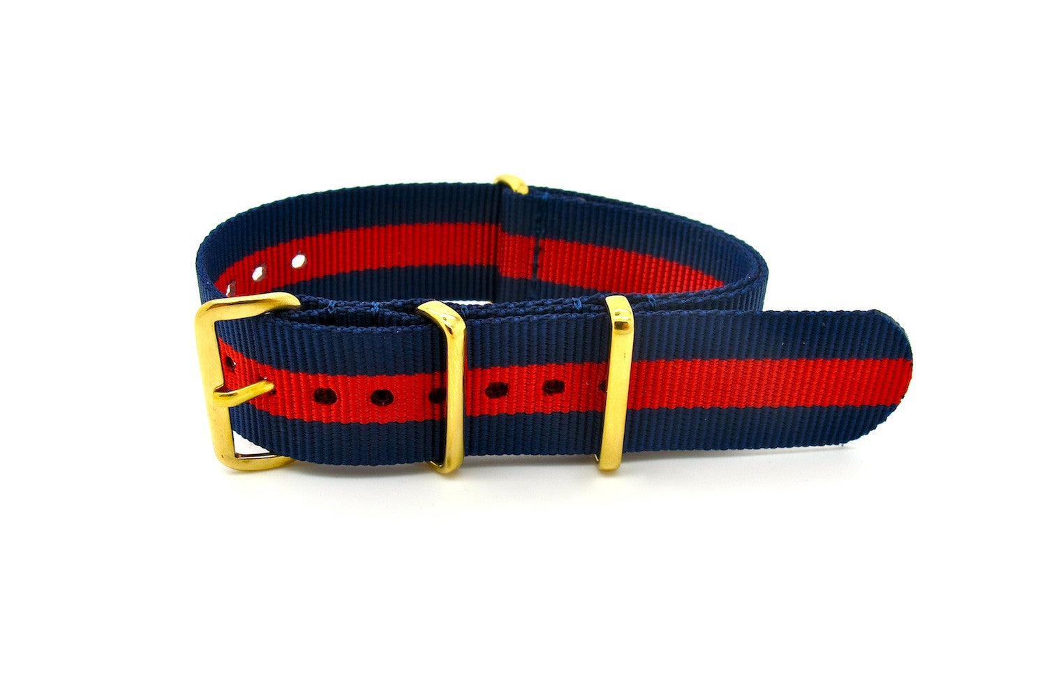 Bracelet nylon NATO Bleu/rouge boucle doré
