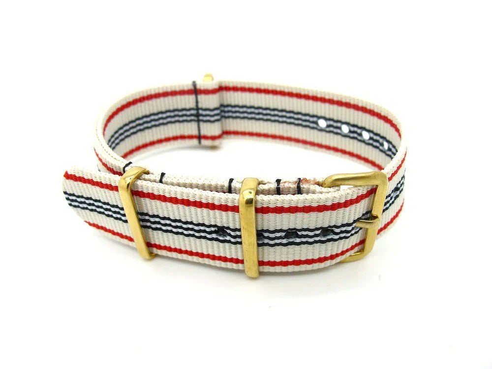 Nato Blanc/Bleu/Rouge boucles dorées - vue principale