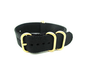 Bracelet Nylon Nato Zulu Extreme boucles dorées Noir/Gris