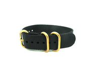 Bracelet Nylon Nato Zulu boucles dorées Noir 