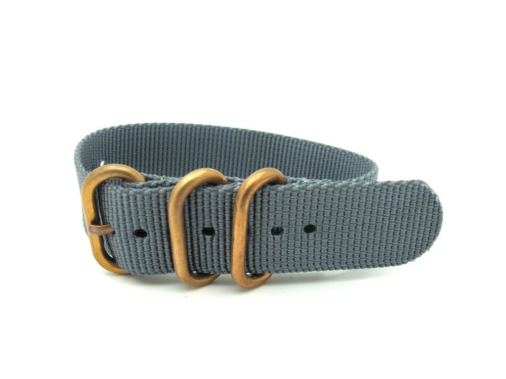 Bracelet Nylon Nato Zulu boucles dorées Gris