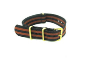 Bracelet nylon NATO Noir/Marron boucles dorées - vue principale
