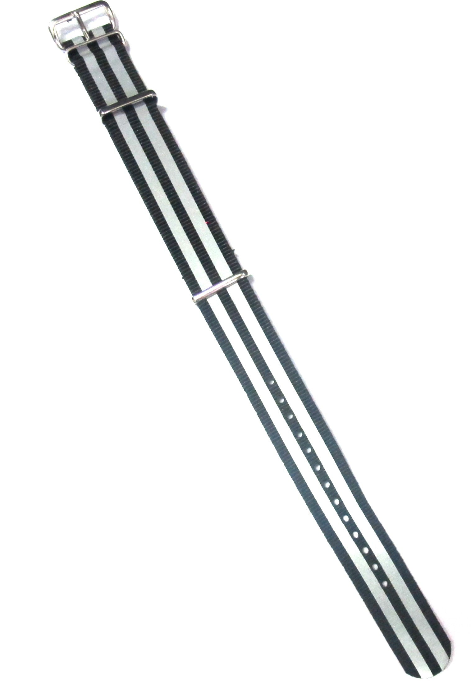 Bracelet nylon NATO Noir/Gris Rétro réfléchissant 