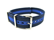 Bracelet de montre bleu marine et bleu, boucle métal, accessoire luxe misterchrono.com