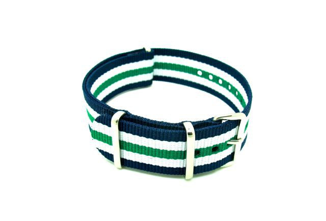 Bracelet nylon NATO bleu marine/blanc/vert