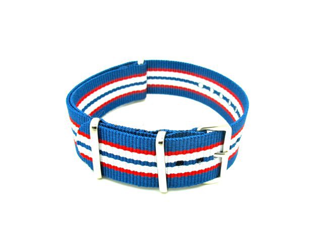 Bracelet nylon NATO bleu/rouge/blanc/bleu