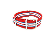 Bracelet nylon NATO rouge/bleu/blanc/rouge