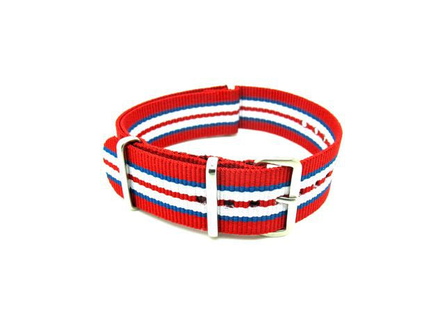 Bracelet nylon NATO rouge/bleu/blanc/rouge