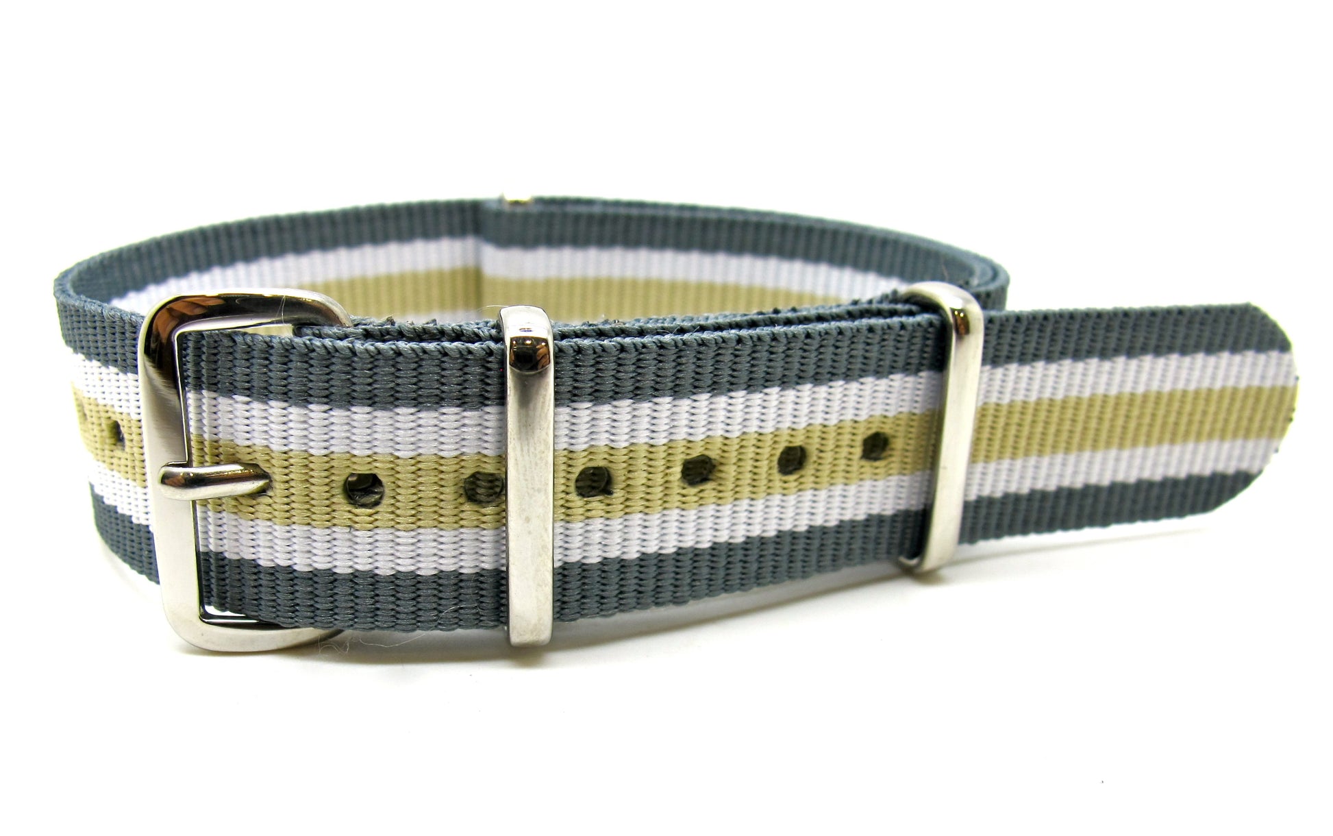 Bracelet NATO nylon gris/blanc/sable