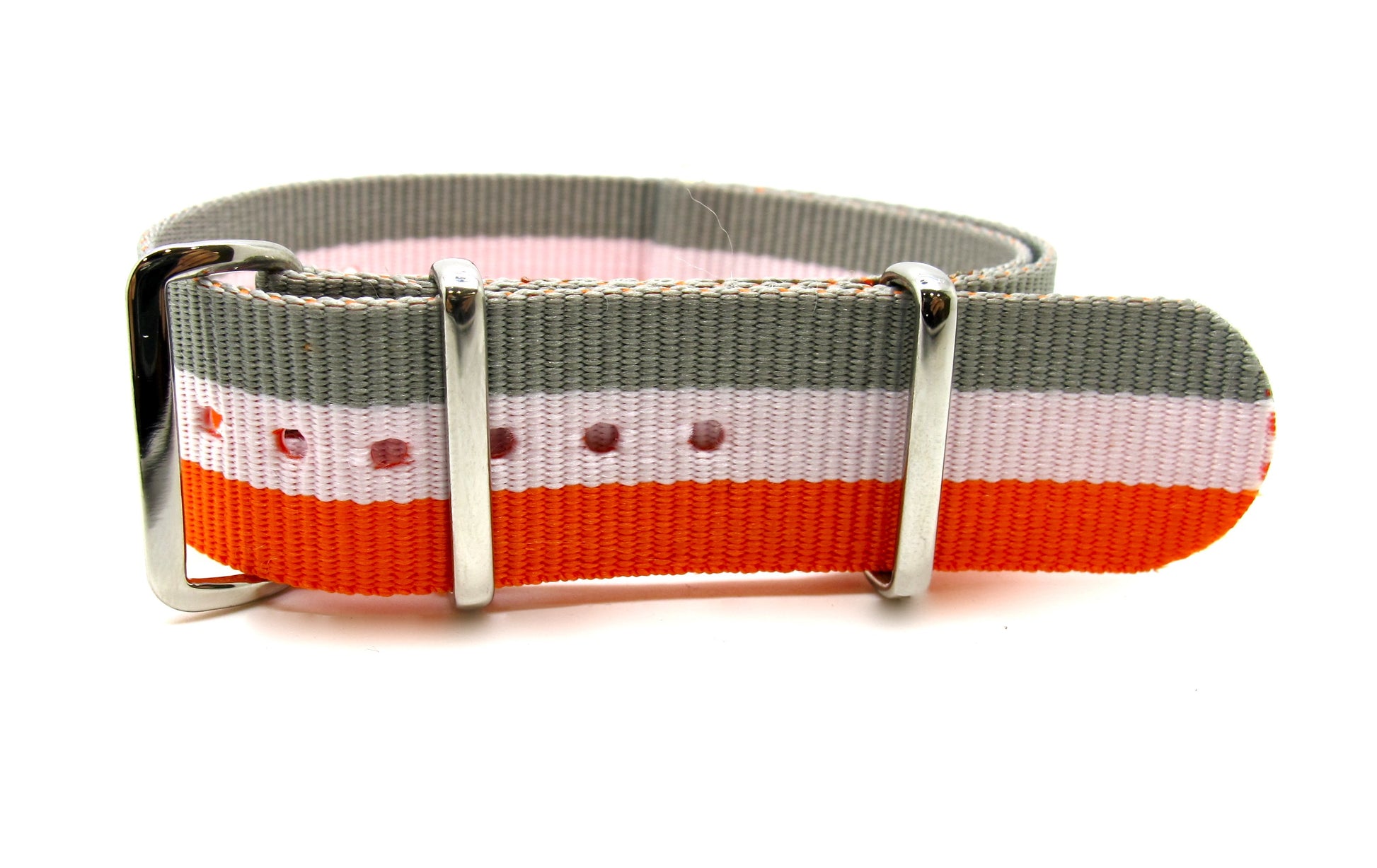 Bracelet NATO nylon gris/blanc/orange