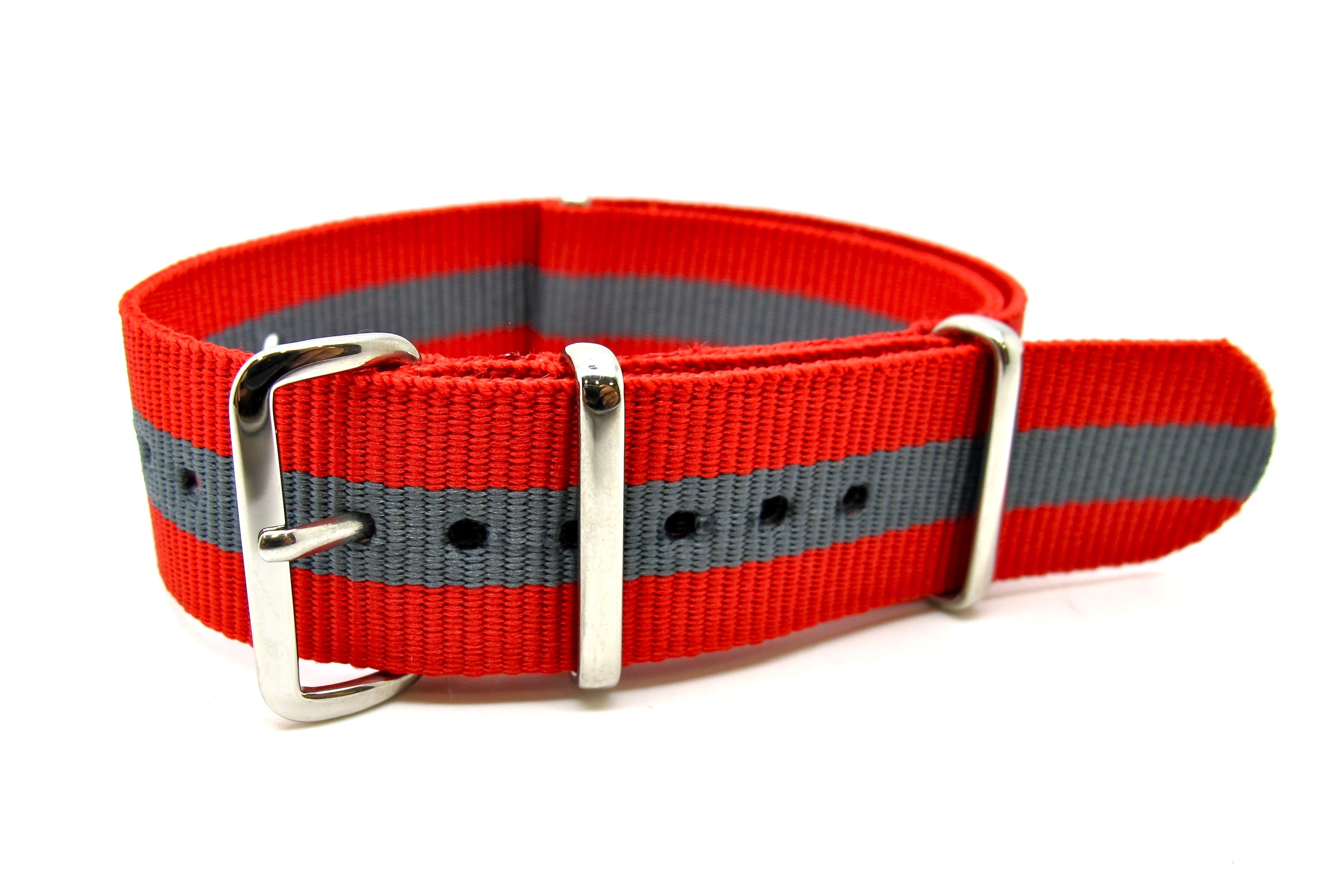 Bracelet NATO nylon rouge/gris