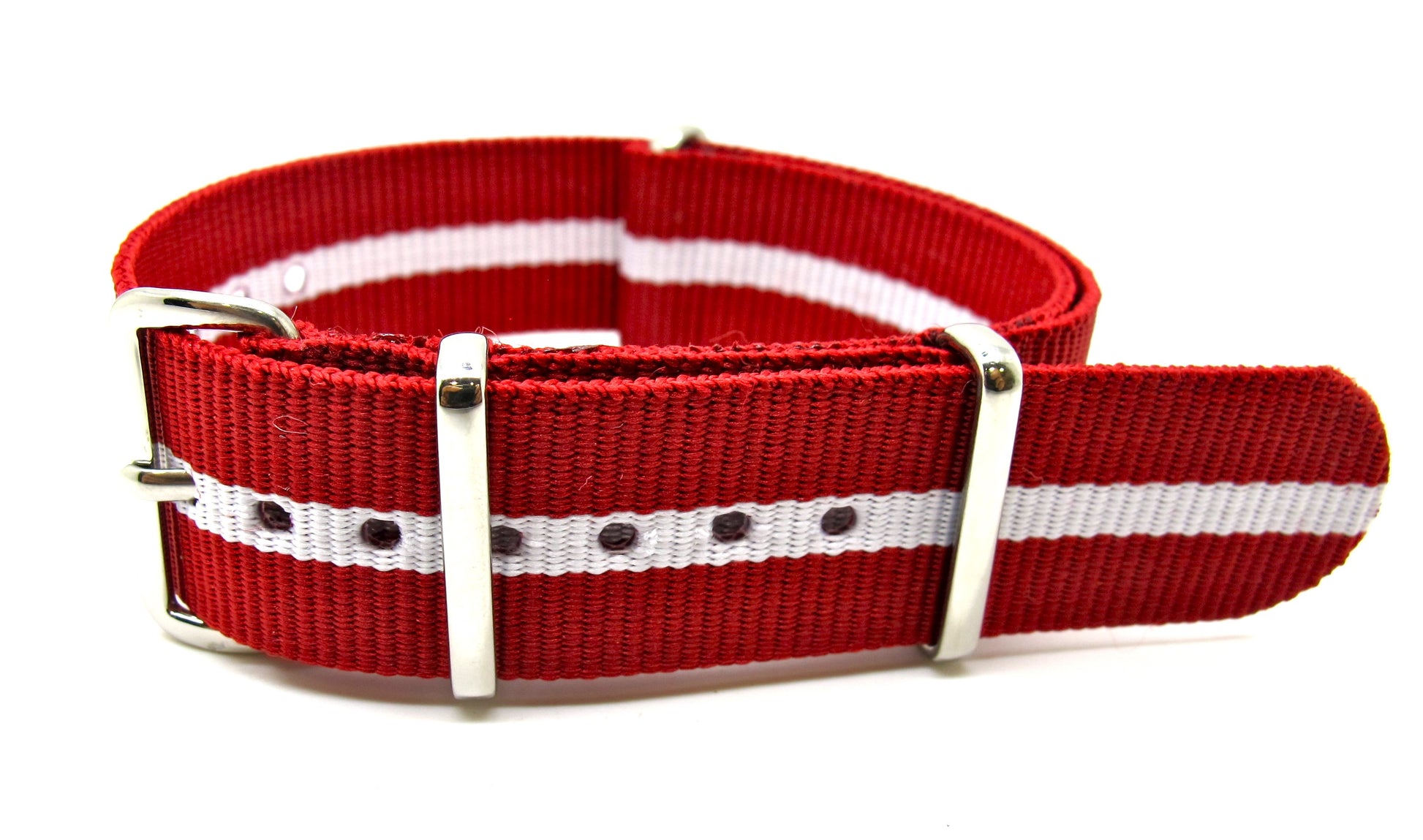 Bracelet NATO nylon rouge/blanc