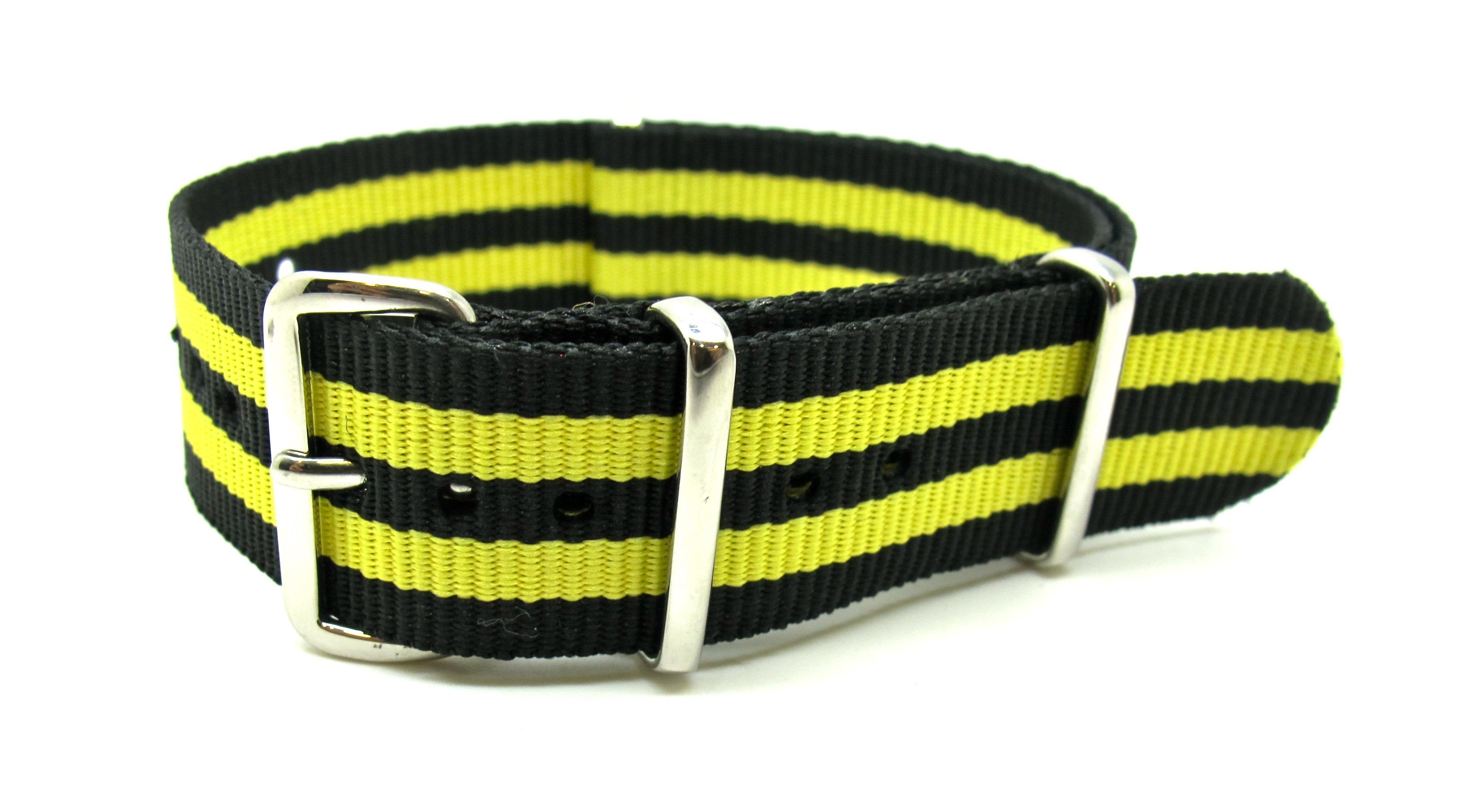 Bracelet NATO nylon noir/jaune