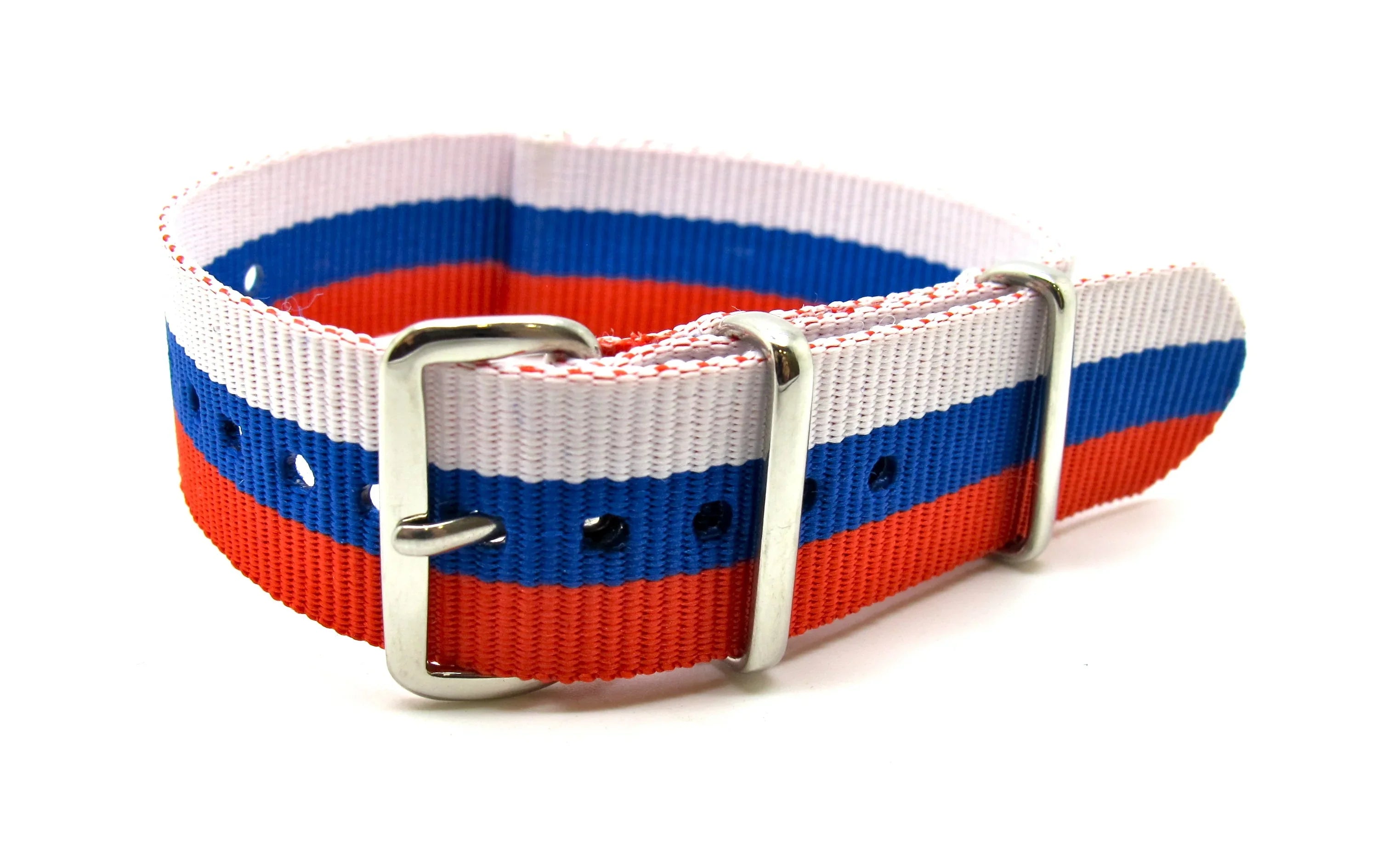 Bracelet nylon NATO blanc/bleu/rouge - vue détail