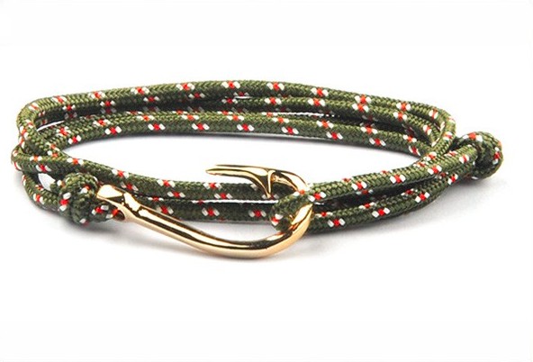 Bracelet hameçon doré Vikings 