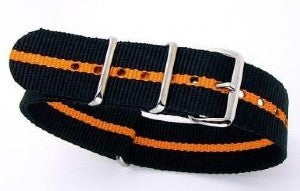 Bracelet nylon NATO Noir/Orange