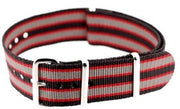 Bracelet nylon NATO Noir/Rouge/Gris