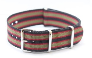 Bracelet nylon NATO Noir/Rouge/Khaki