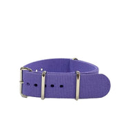 Bracelet de montre NATO violet en nylon avec boucle métal, accessoire misterchrono.com